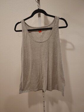 Hanes Women's Gray Tank Top Size XL Solid Cotton Polyester Sleeveless